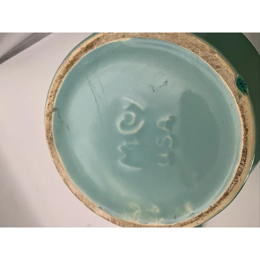 Vintage Cookie Pot Coffee Pot Cookie Jar Turquoise Blue Lidded Dutch Tulips 12